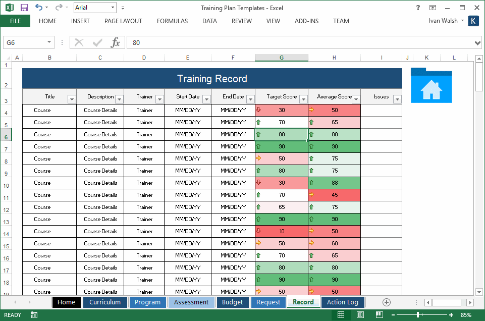 Training Plan Templates (MS Word + 14 x Excel Spreadsheets