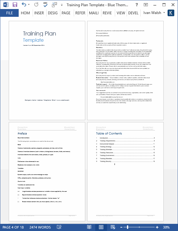 Training Plan Template Word Download