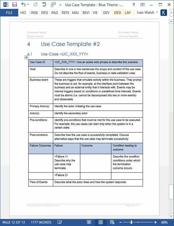 Use Case Template (MS Word Visio) Templates Forms Checklists for MS