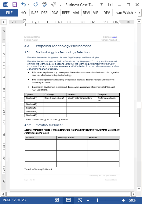 Business Case Template 22 Pages MS Word With Free Sample Materials