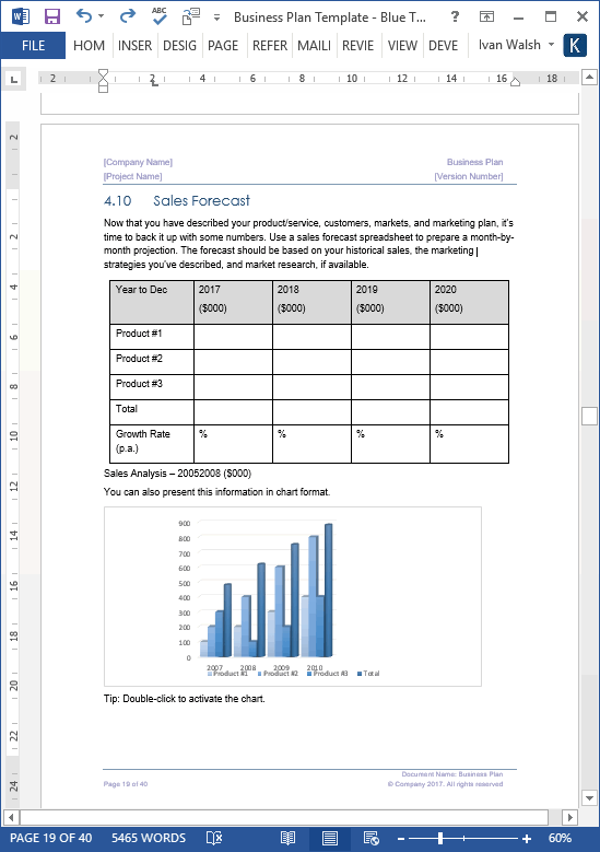 Business forecast template