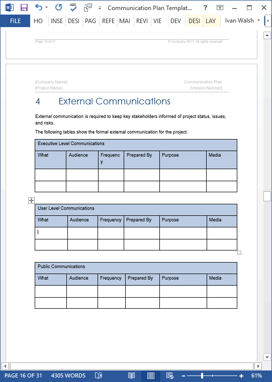 Communication Plan Templates Download MS Word and Excel spreadsheets