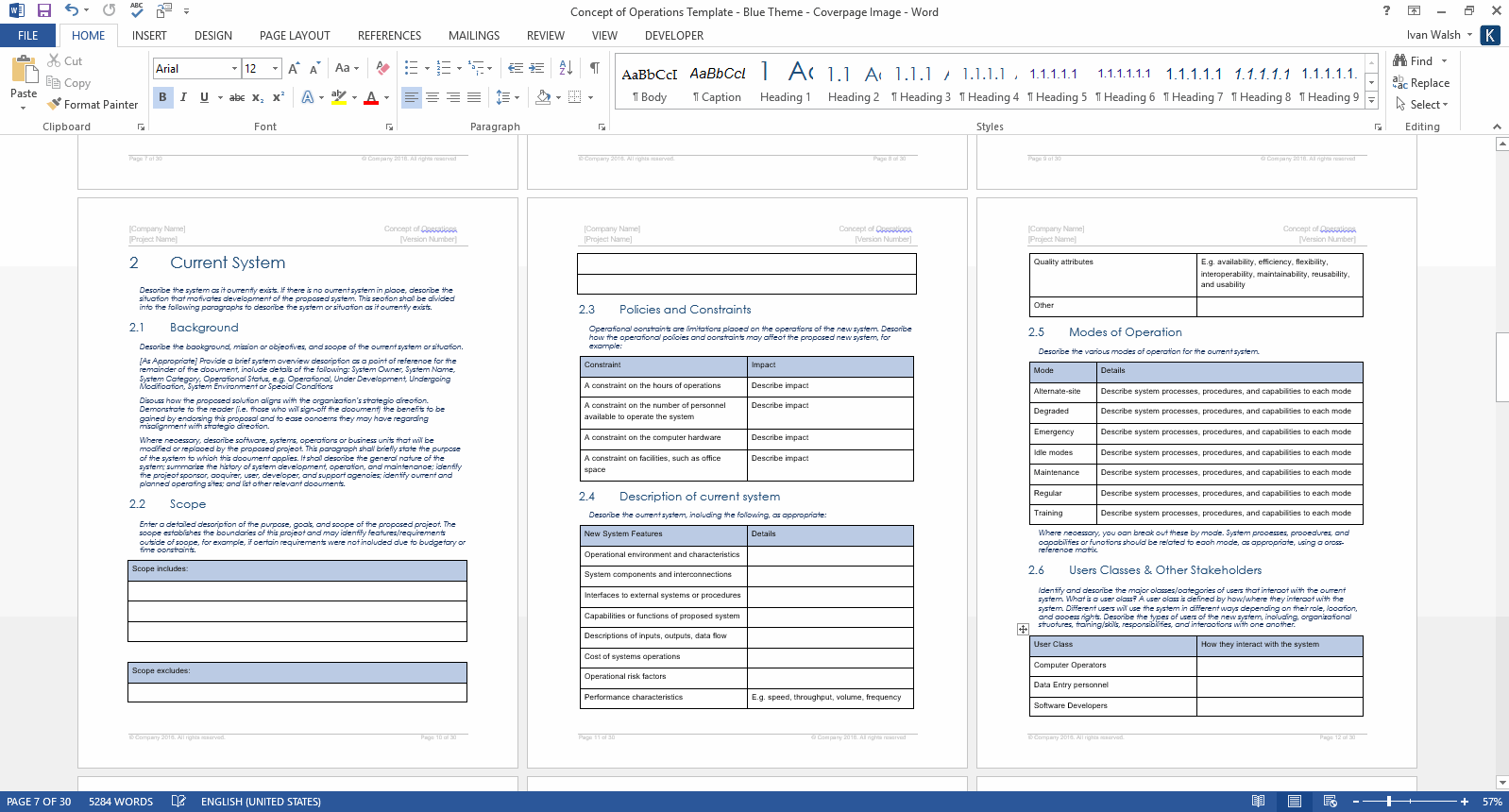 Concept of Operations Template Download MS Word sample templates