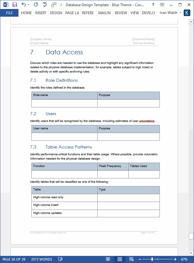 database design document template free download