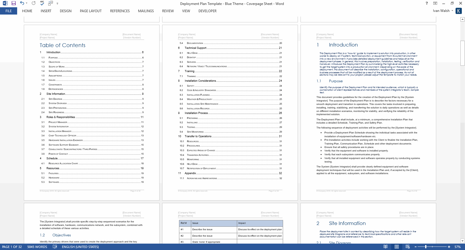 Deployment Plan Template (MS Word) Templates, Forms, Checklists for