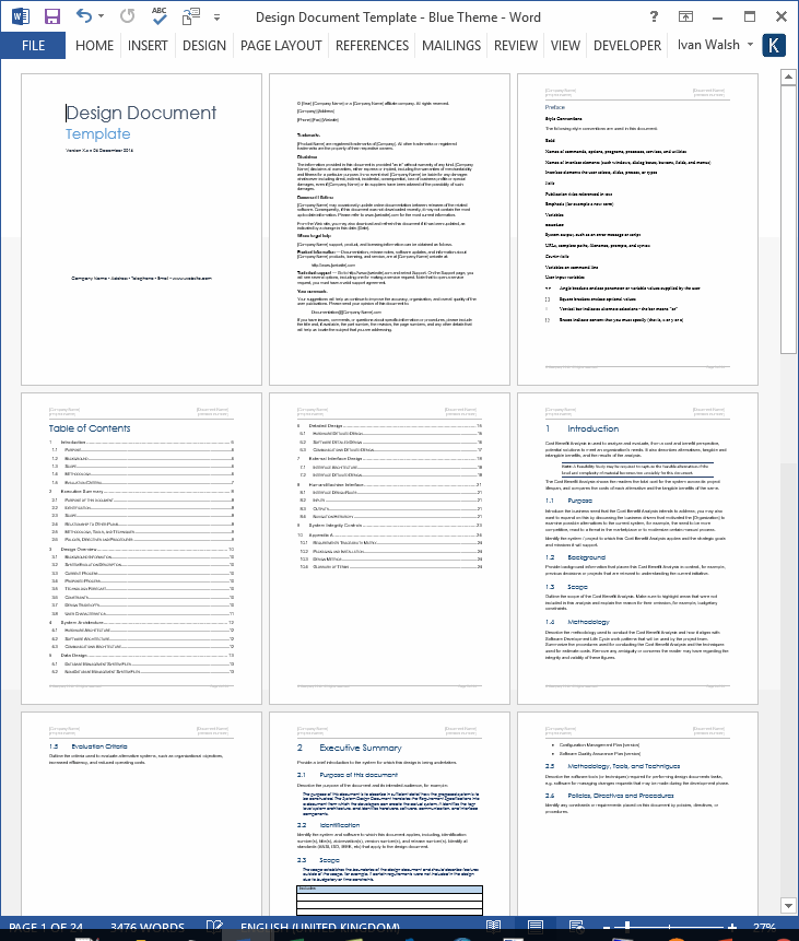 Specification Document Template Word