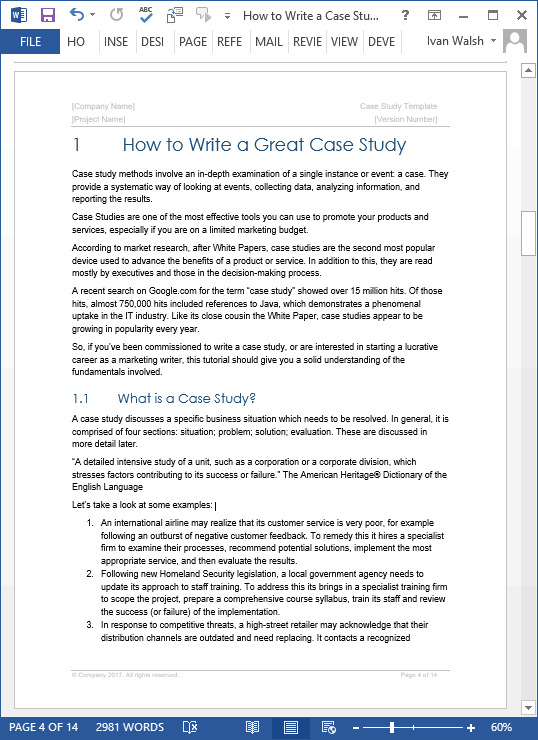 Case Study Templates 21 X MS Word Samples Writing Tutorials 