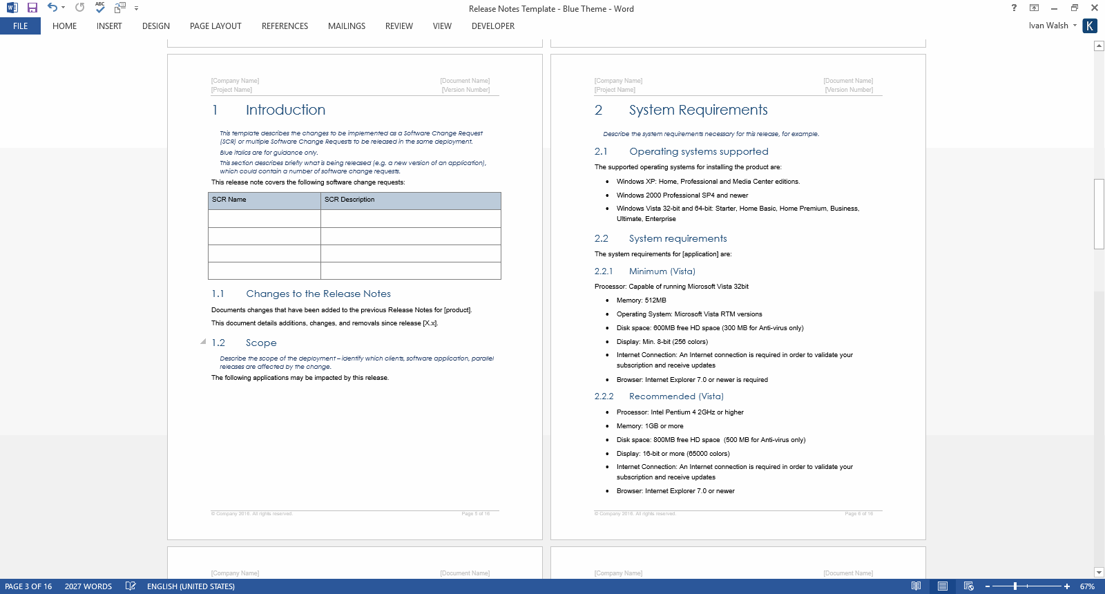 Software Release Notes Document Template