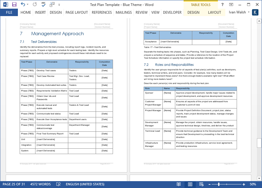 Test Plan Templates (29 Page MS Word + 3 Excel Spreadsheets)