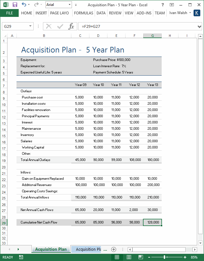 Acquisition Plan Template MS Word & Excel