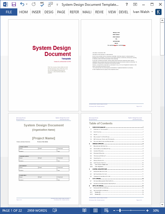 System Design Document Templates (MS Word/Excel) Templates Forms