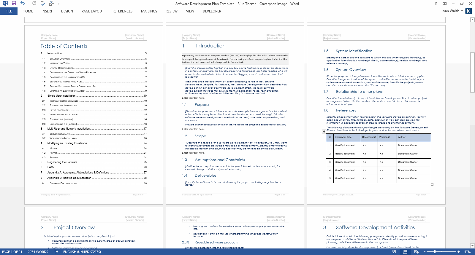 Software Development Plan Template (MS Word) Templates Forms