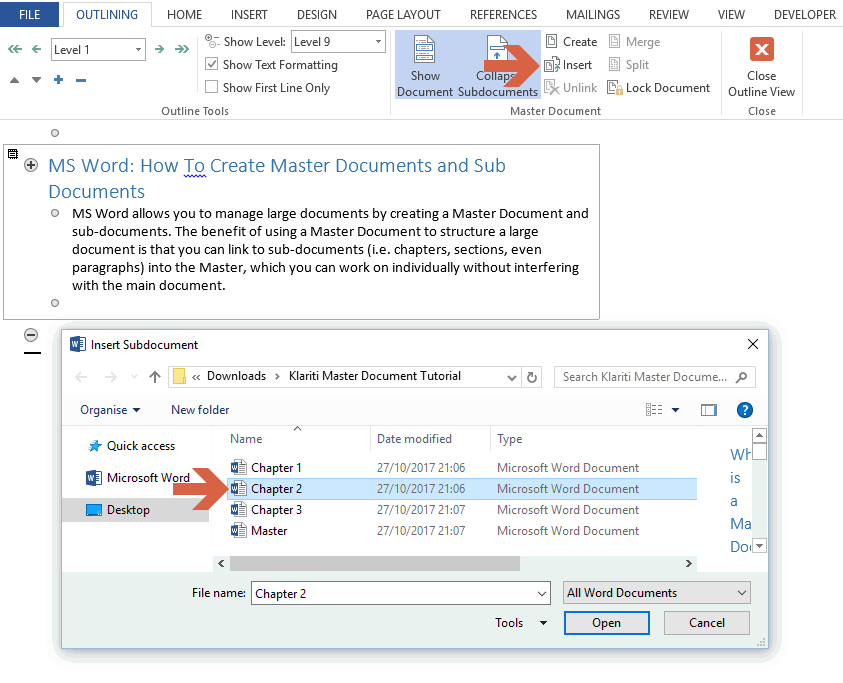 how do you link table of contents in word
