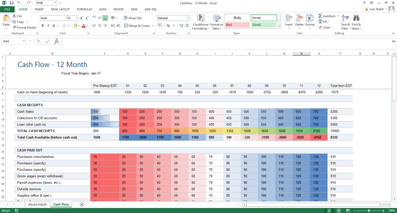 Excel Template Cash Flow Forecast (With Conditional Formatting)