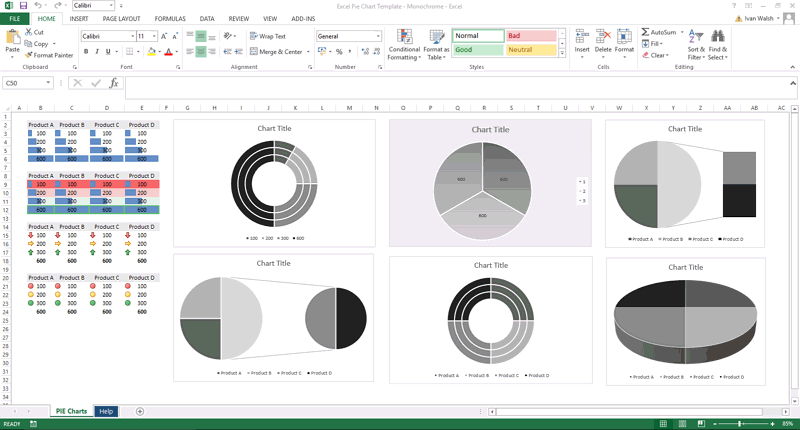 pie chart excel template