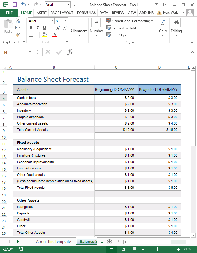 forecast sheet excel template