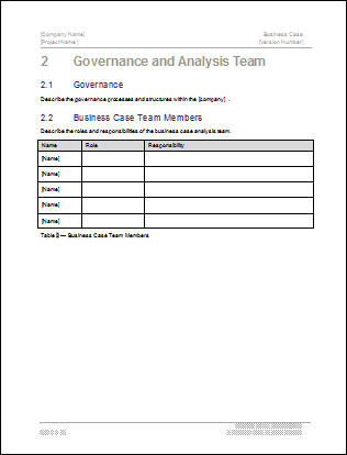 Business Case Template - Governance and Analysis Team