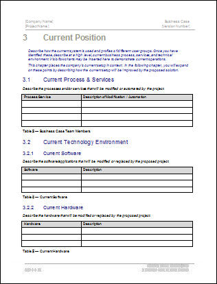 Business Case Template - Current Position