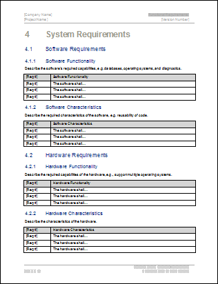 Functional Requirements Template