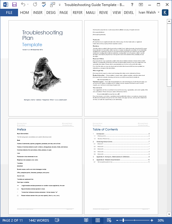 Troubleshooting Guide Template (MS Word) – Templates, Forms, Checklists