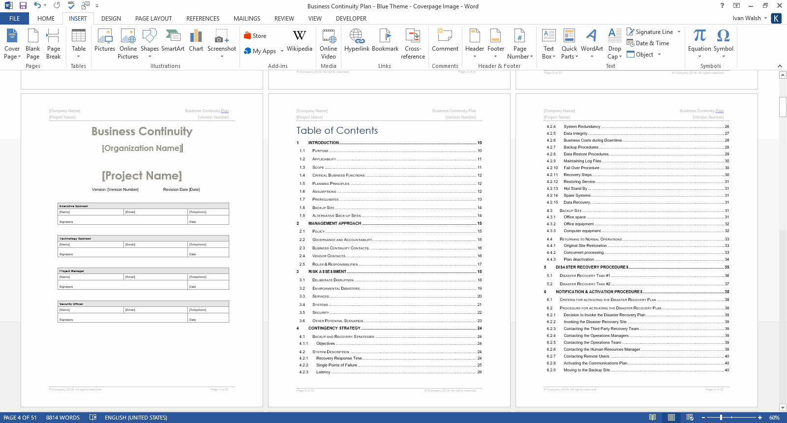 Business Continuity Plan Template MS Word Excel Templates Forms