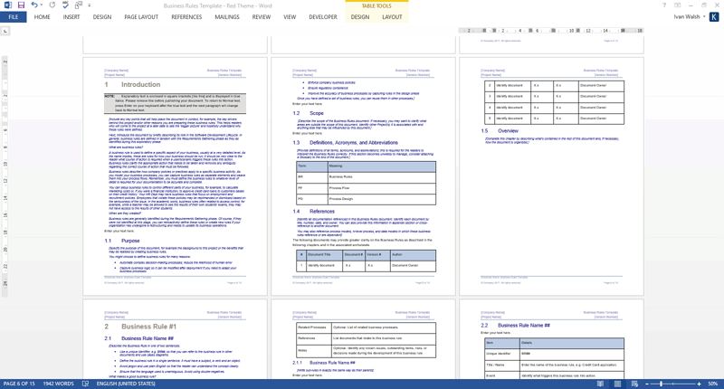 Plantillas de reglas de negocio (MS Word / Excel) • Plantillas para Word,  Excel y Apple iWorks Apple