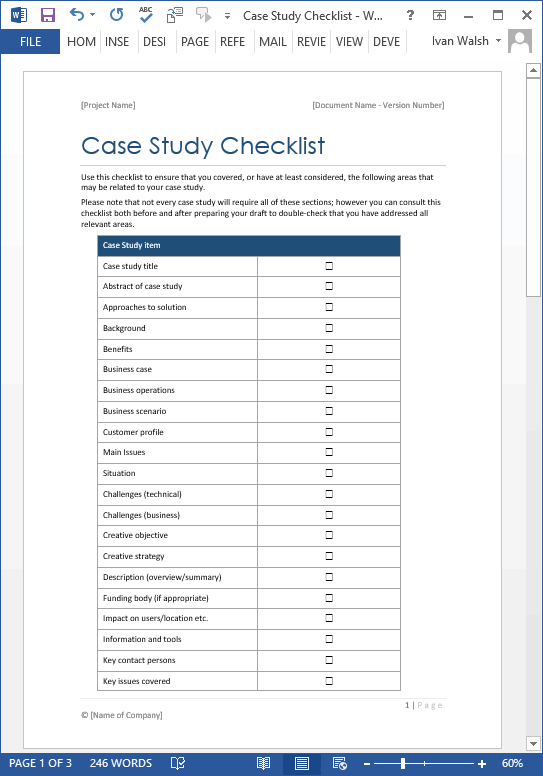 case study checklist