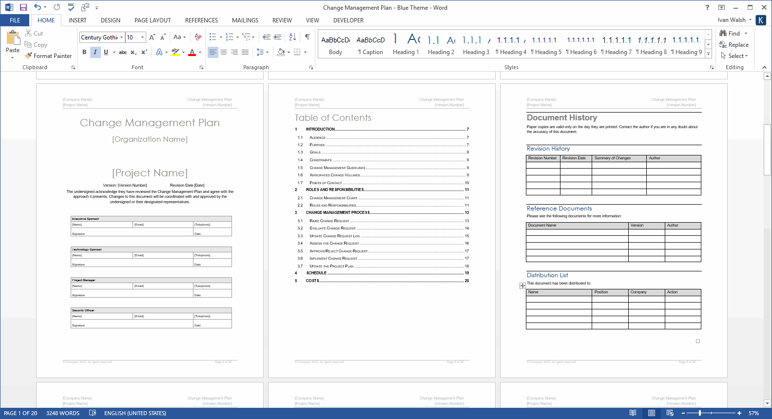 Change Management Plan Template (MS Word+Excel spreadsheets