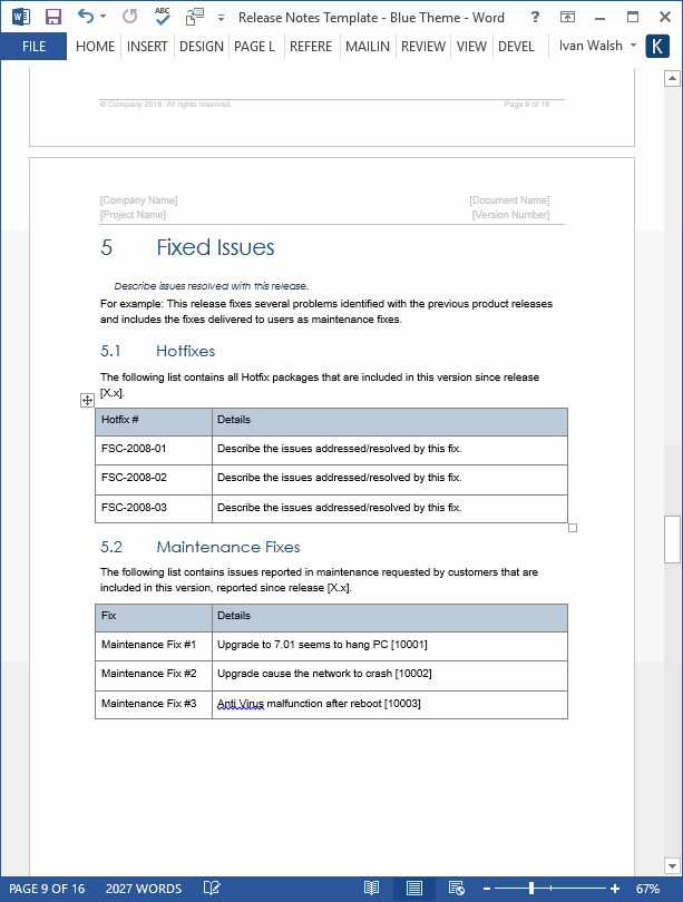 Release Notes Template (MS Word/Excel) Templates, Forms, Checklists