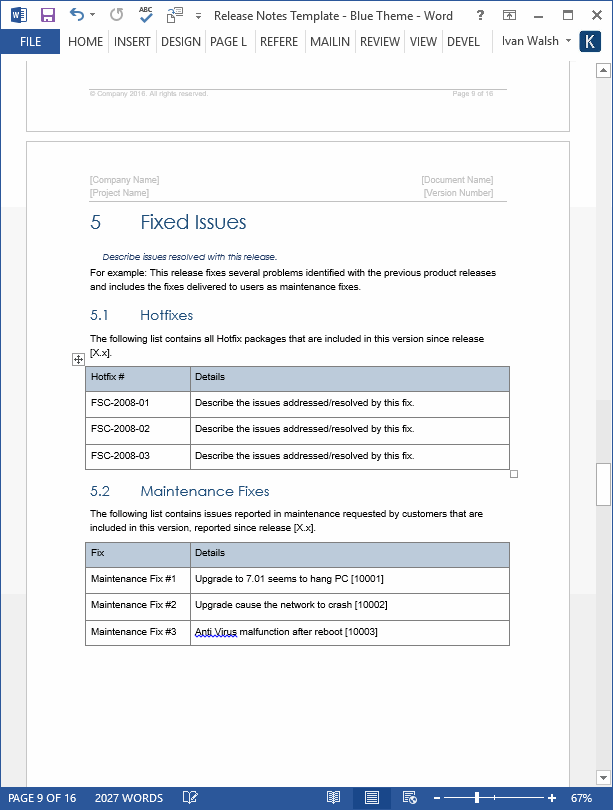 Release Notes Template MS Word Excel Templates Forms Checklists