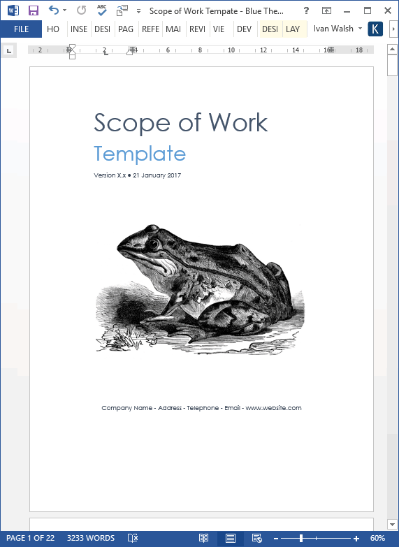 Scope of Work Template (MS Word/Excel) Templates, Forms, Checklists