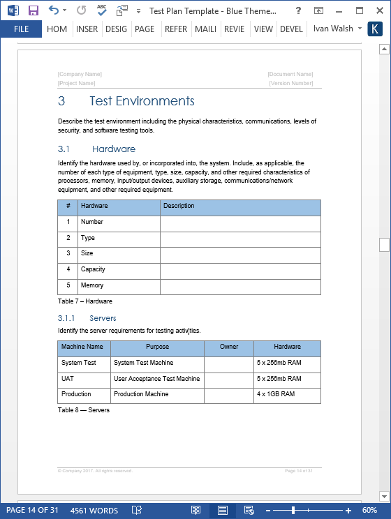 Test Plan Templates (MS Word/Excel) – Templates, Forms, Checklists for MS  Office and Apple iWork
