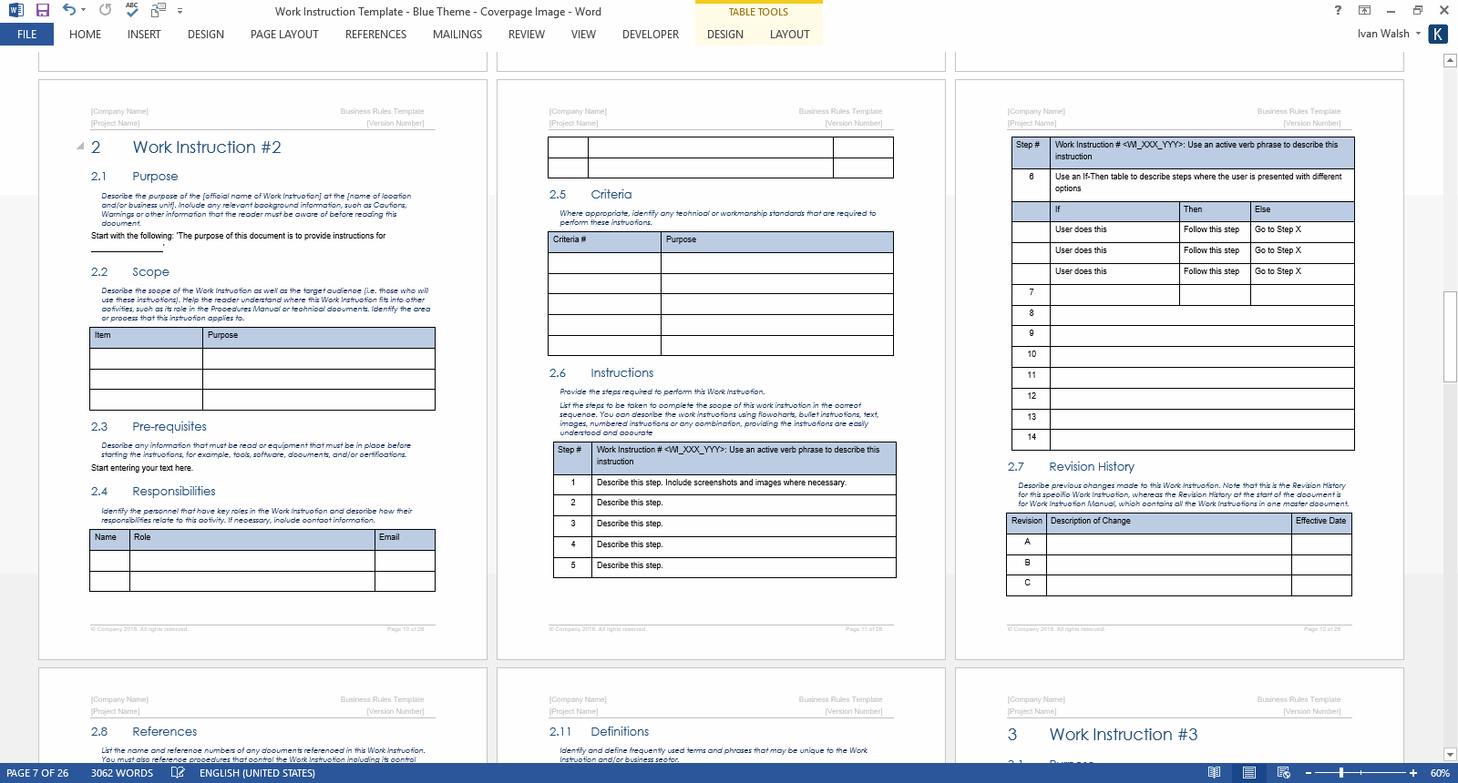 Word Instructions Template