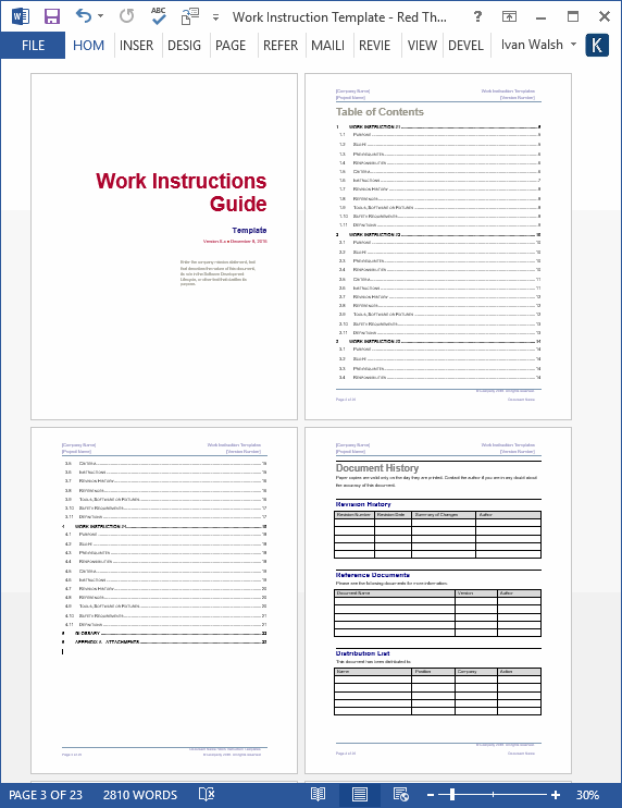 Work Instruction Templates (MS Word) Templates Forms Checklists for