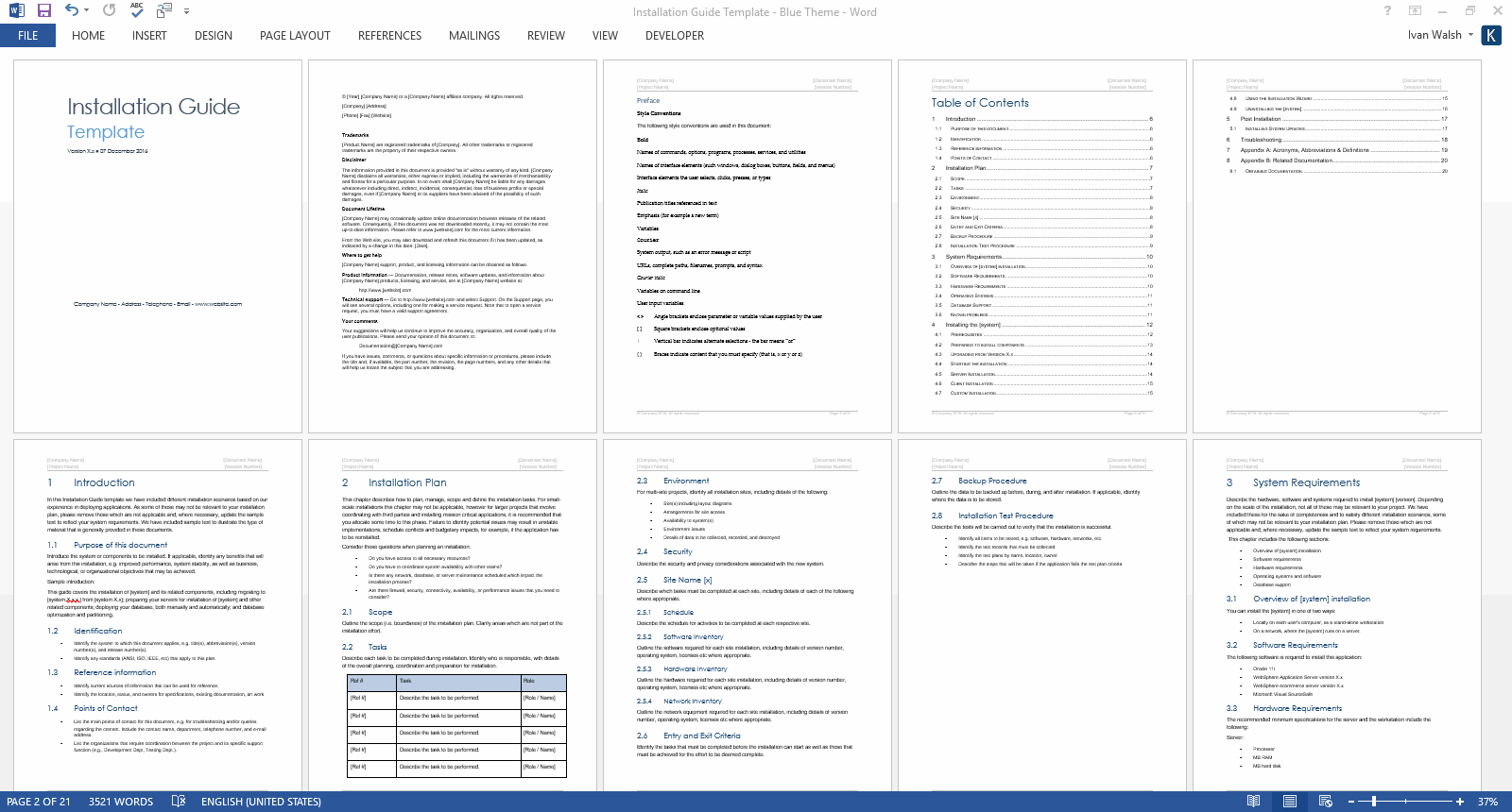 Installation Guide Template Ms Word Templates Forms Checklists
