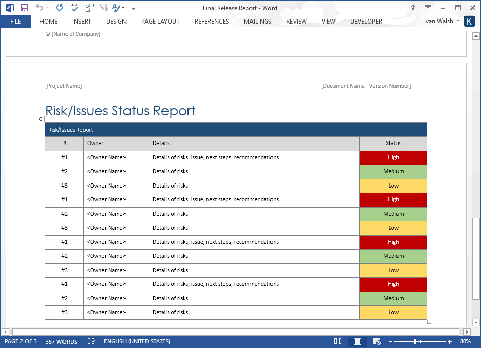 Software Test Report Template Xls