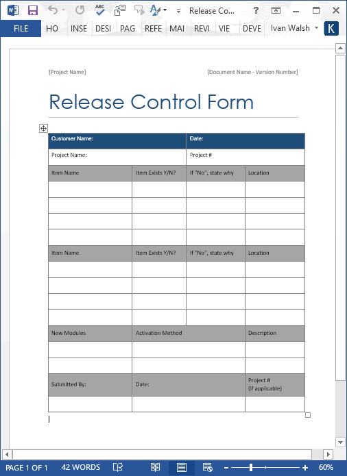 Release Control Form - MS Word - Software Testing ...