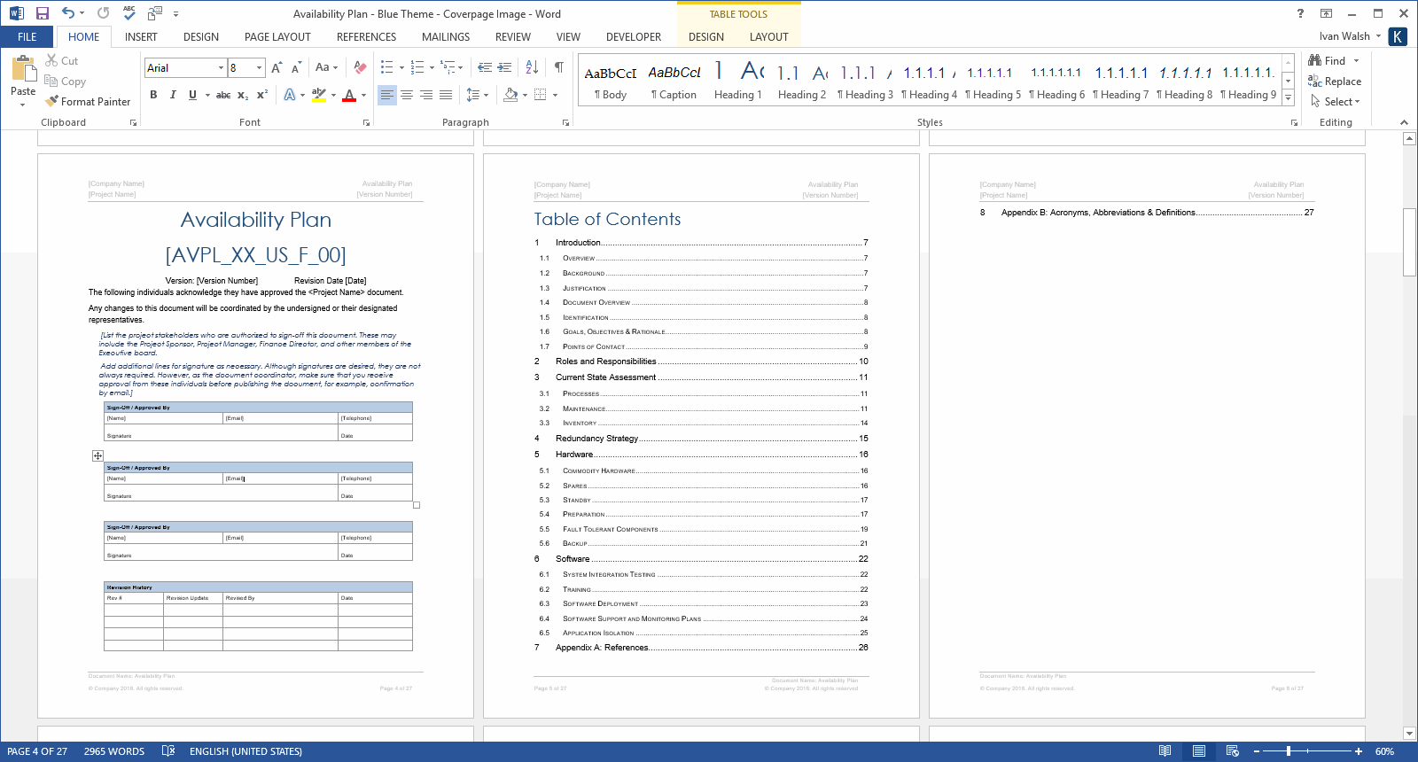 Availability Plan Template (MS Office) Throughout Test Template For Word