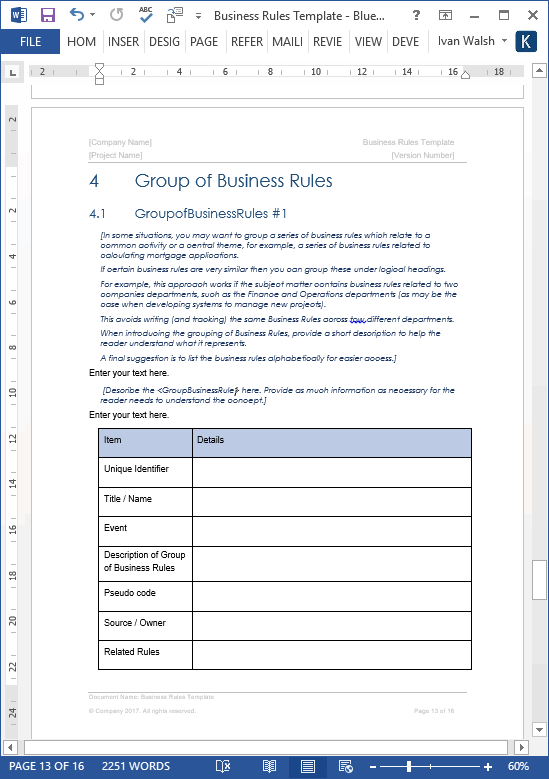 Business Requirements Definition Template