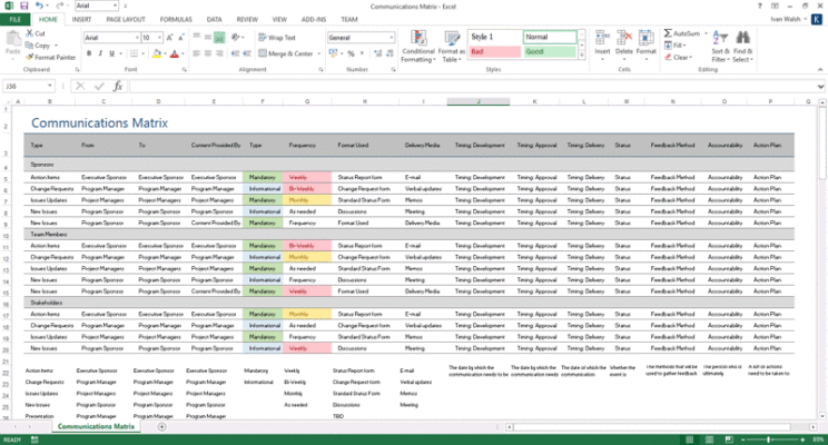 Communication Plan Template (MS Office) – Templates, Forms, Checklists