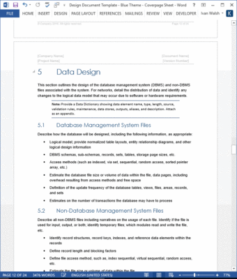 Design Document Template (MS Office) – Templates, Forms, Checklists for ...