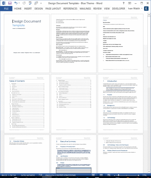 Design Document Template (MS Office) – Templates, Forms, Checklists for ...