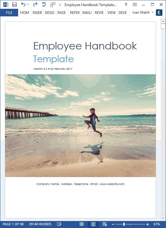 Employee Handbook Template Templates Forms Checklists for MS Office