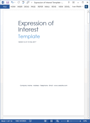 Expression of Interest Template Templates Forms Checklists for MS