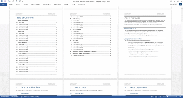 FAQ Guide Template Templates Forms Checklists for MS Office and
