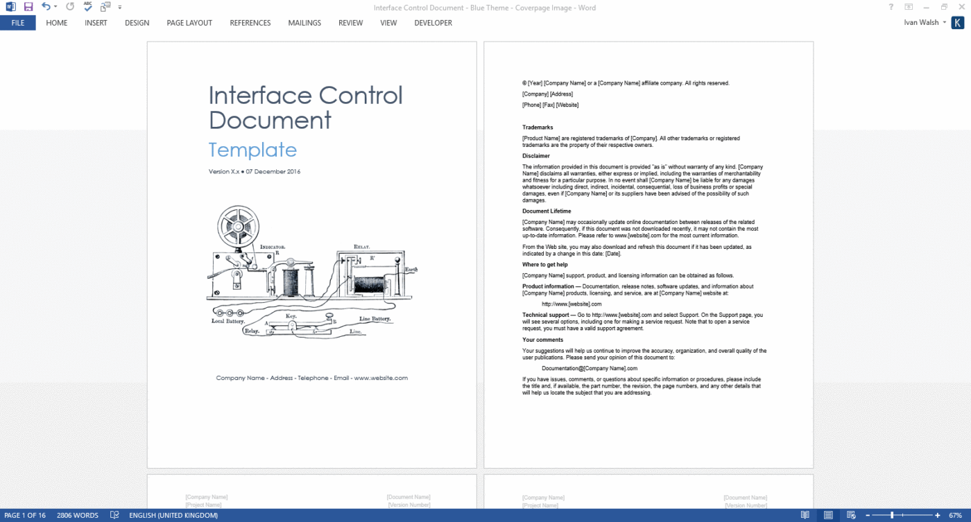 Interface Control Document Template Templates Forms Checklists for