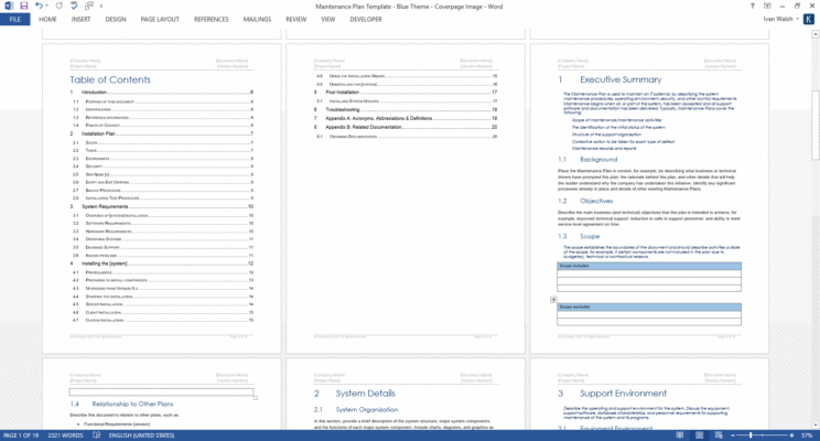 Maintenance Plan Templates – Templates, Forms, Checklists for MS Office ...