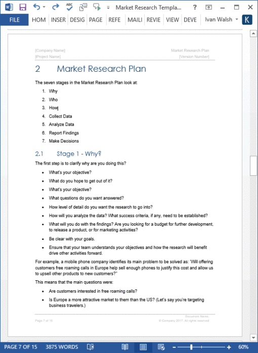 Market Research Templates (MS Office) Templates Forms Checklists