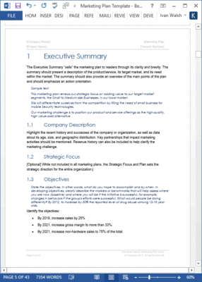 Marketing Plan Templates (MS Office) – Templates, Forms, Checklists for ...