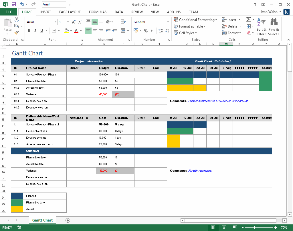 Planning Template Excel from klariti.com